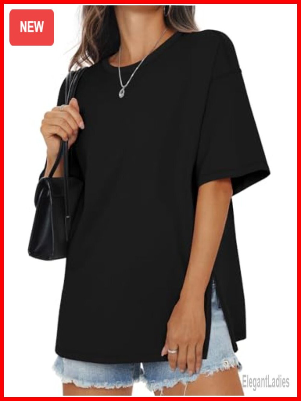 Women's Cotton Oversized T-Shirt Short Sleeve Crew Neck Loose Fit Top
